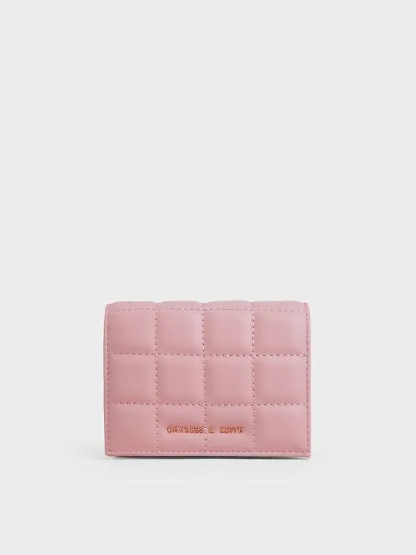 Women Quilted Mini Short Wallet 8211 Pink CHARLES and KEITH Wallets On Chain