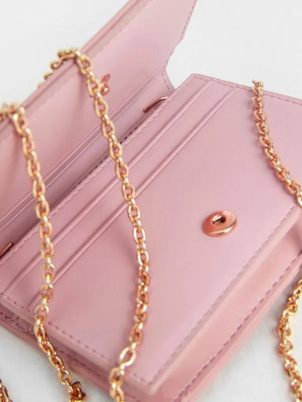 Women Quilted Mini Short Wallet 8211 Pink CHARLES and KEITH Wallets On Chain
