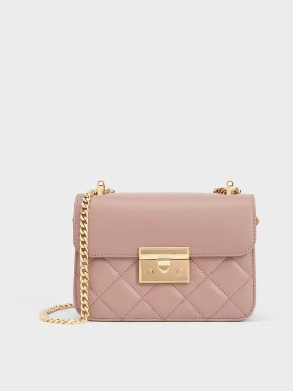 Women Quilted PushLock ChainHandle Bag 8211 Blush CHARLES and KEITH Crossbody Bags Women Quilted PushLock ChainHandle Bag 8211 Blush CHARLES and KEITH Crossbody Bags