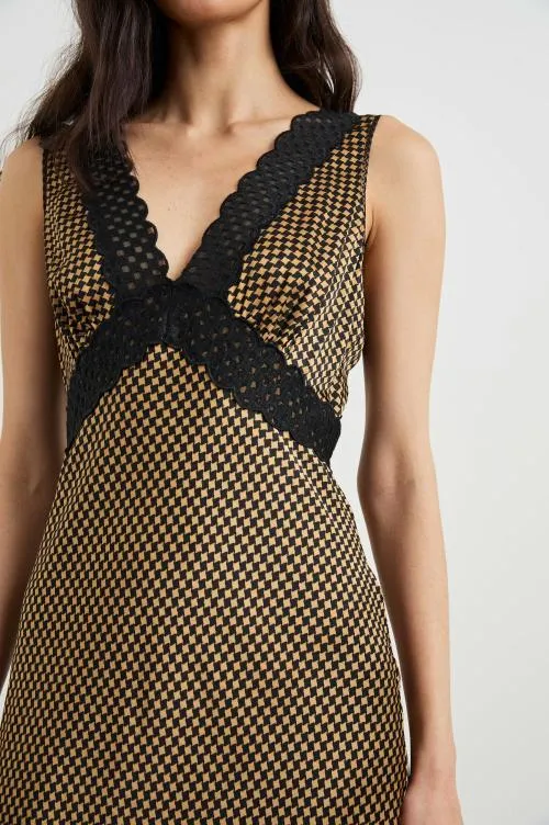 Women Rails Dresses and Rompers Simona Dress Gold Houndstooth Women Rails Dresses and Rompers Simona Dress Gold Houndstooth