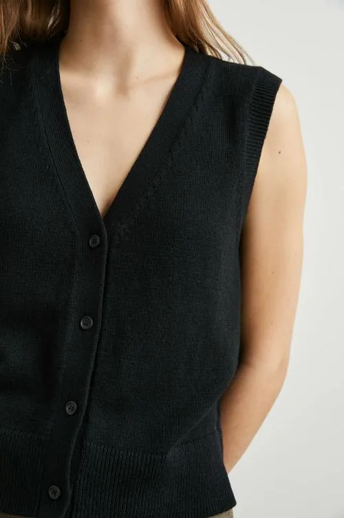Women Rails Sweaters Annika Vest Jet Black Women Rails Sweaters Annika Vest Jet Black