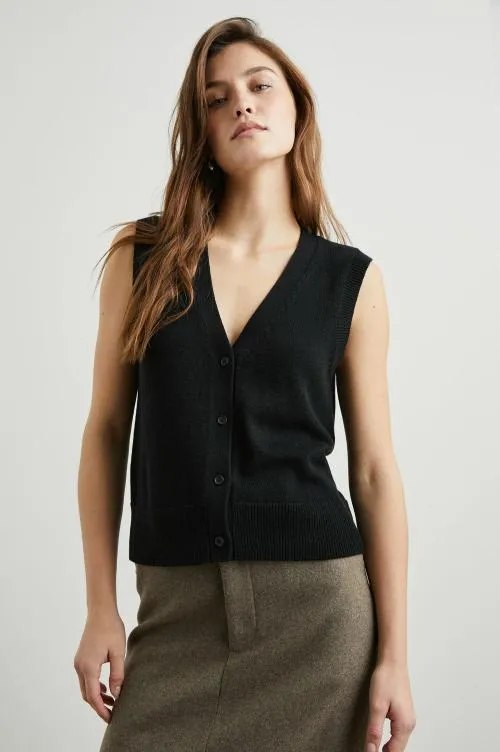 Women Rails Sweaters Annika Vest Jet Black Women Rails Sweaters Annika Vest Jet Black