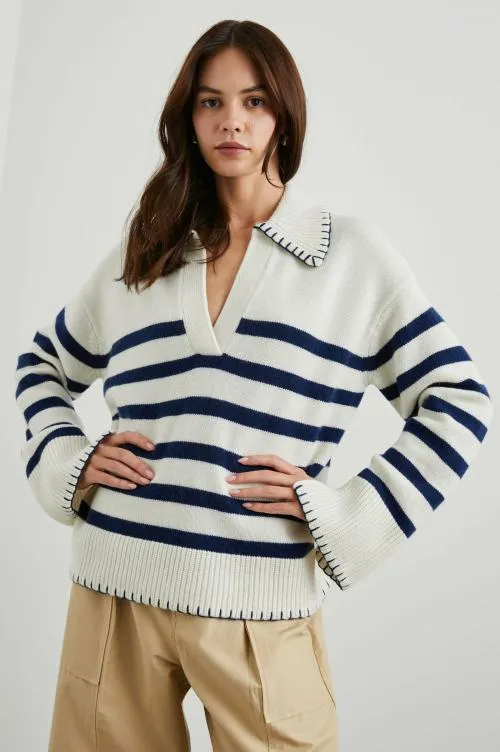 Women Rails Sweaters Athena Sweater Ivory Navy Stripe