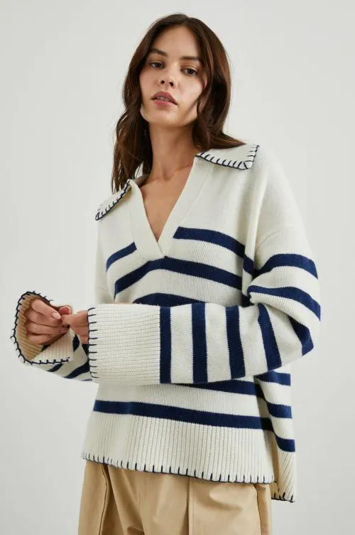 Women Rails Sweaters Athena Sweater Ivory Navy Stripe Women Rails Sweaters Athena Sweater Ivory Navy Stripe