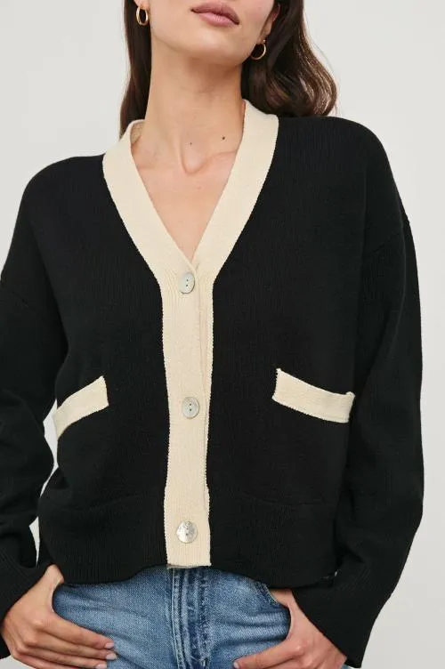 Women Rails Sweaters Geneva Cardigan Black Ivory