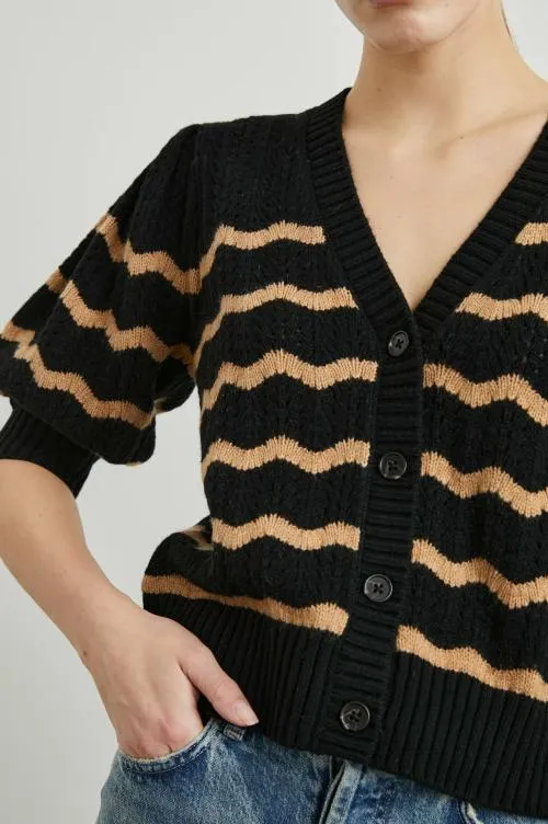 Women Rails Sweaters Isla Cardigan Black Camel Stripe Women Rails Sweaters Isla Cardigan Black Camel Stripe