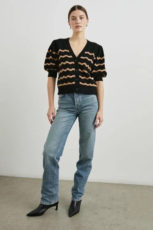 Women Rails Sweaters Isla Cardigan Black Camel Stripe Women Rails Sweaters Isla Cardigan Black Camel Stripe