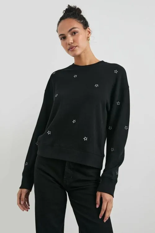 Women Rails Sweaters Ramona Sweatshirt Black Silver Star Embroidery