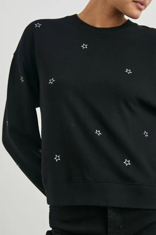 Women Rails Sweaters Ramona Sweatshirt Black Silver Star Embroidery Women Rails Sweaters Ramona Sweatshirt Black Silver Star Embroidery