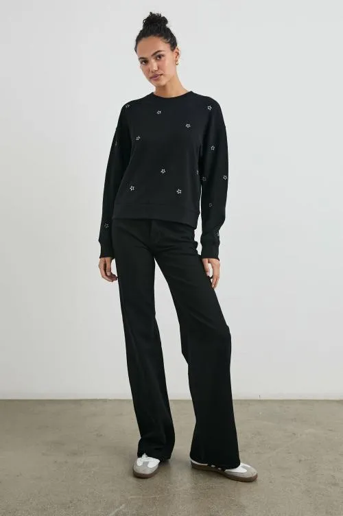 Women Rails Sweaters Ramona Sweatshirt Black Silver Star Embroidery Women Rails Sweaters Ramona Sweatshirt Black Silver Star Embroidery