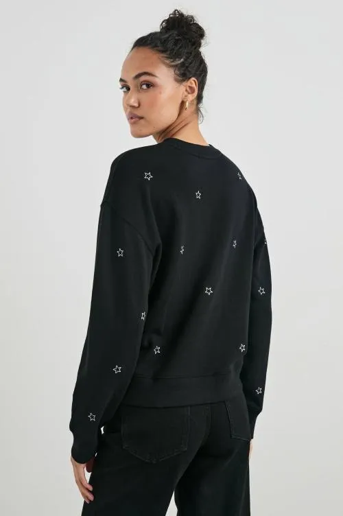 Women Rails Sweaters Ramona Sweatshirt Black Silver Star Embroidery Women Rails Sweaters Ramona Sweatshirt Black Silver Star Embroidery