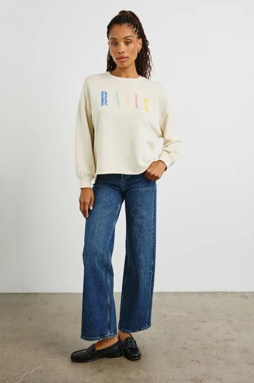 Women Rails Sweaters Signature Sweatshirt Ivory Women Rails Sweaters Signature Sweatshirt Ivory