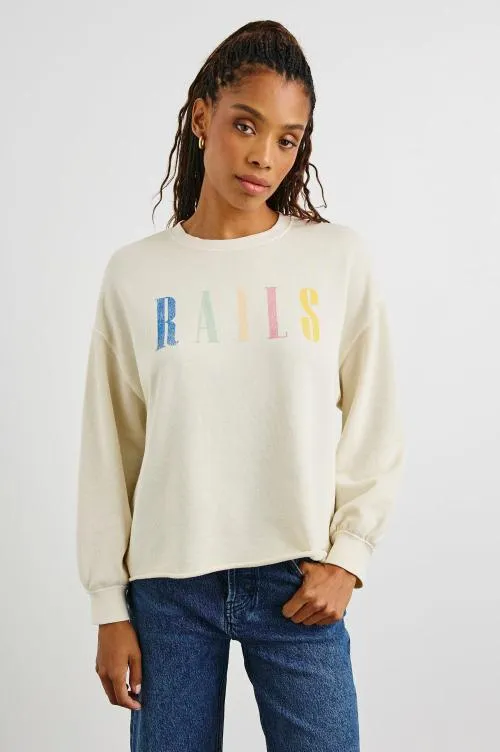 Women Rails Sweaters Signature Sweatshirt Ivory Women Rails Sweaters Signature Sweatshirt Ivory