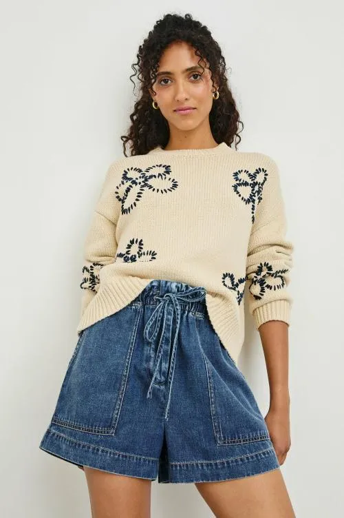 Women Rails Sweaters Zoey Sweater Ivory Navy Stitched Daisies Women Rails Sweaters Zoey Sweater Ivory Navy Stitched Daisies