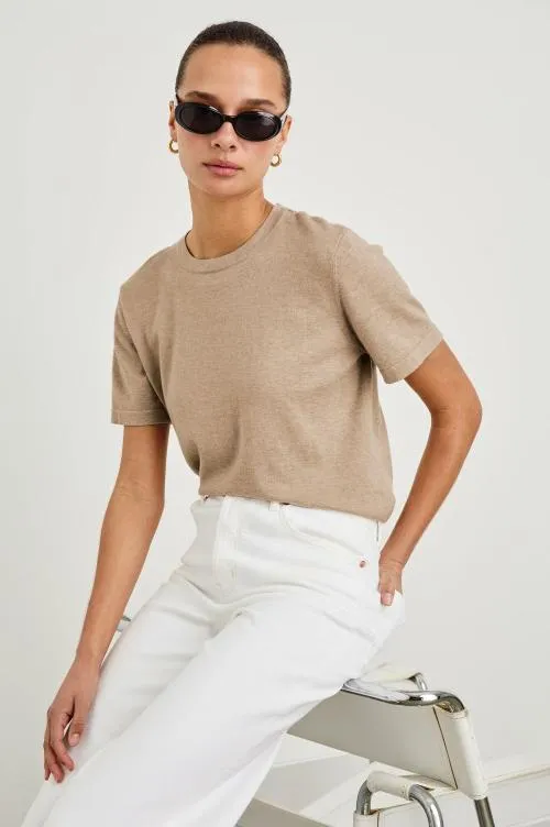 Women Rails Tees and Tanks Cotton Cashmere Tshirt Heather Oat Women Rails Tees and Tanks Cotton Cashmere Tshirt Heather Oat
