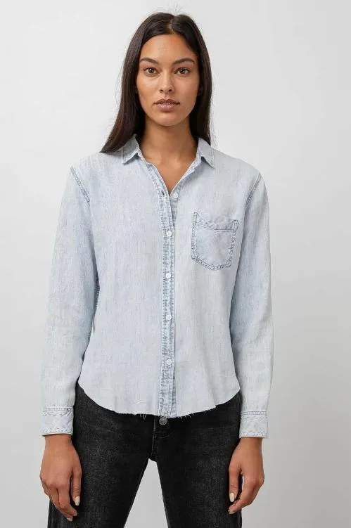 Women Rails Tops Ingrid Raw Hem Shirt Light Acid Wash