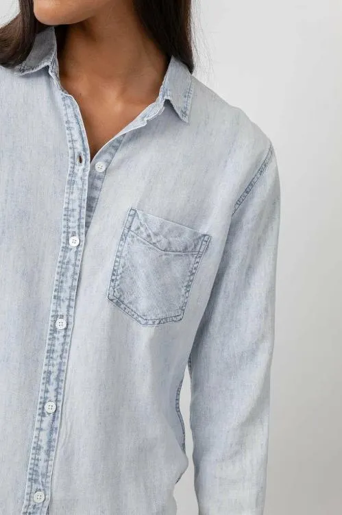 Women Rails Tops Ingrid Raw Hem Shirt Light Acid Wash