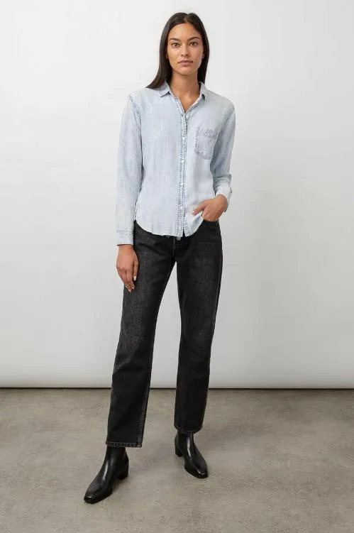 Women Rails Tops Ingrid Raw Hem Shirt Light Acid Wash