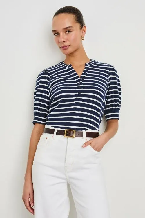 Women Rails Tops Jewel Top Navy Ivory Stripe