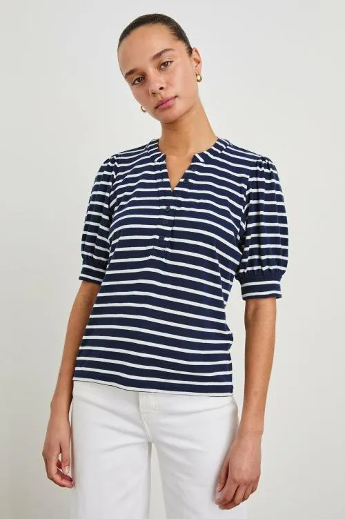 Women Rails Tops Jewel Top Navy Ivory Stripe