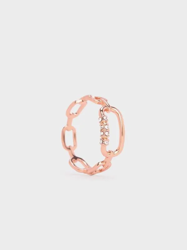 Women Reagan Crystal ChainLink Ring 8211 Rose Gold CHARLES and KEITH Rings Women Reagan Crystal ChainLink Ring 8211 Rose Gold CHARLES and KEITH Rings