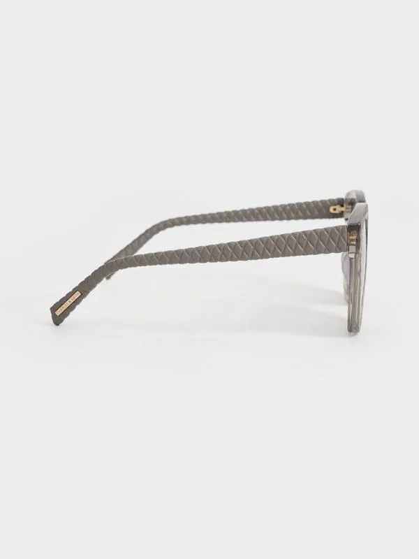 Women Recycled Acetate and Leather Quilted Sunglasses 8211 Grey CHARLES and KEITH Square