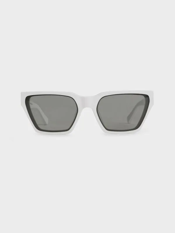 Women Recycled Acetate Angular Sunglasses 8211 White CHARLES and KEITH Wayfarer