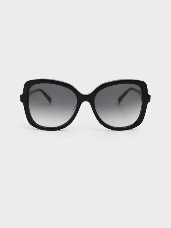 Women Recycled Acetate Butterfly Sunglasses 8211 Black CHARLES and KEITH Butterfly