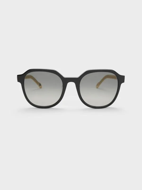 Women Recycled Acetate ChainLink Sunglasses 8211 Black CHARLES and KEITH Square