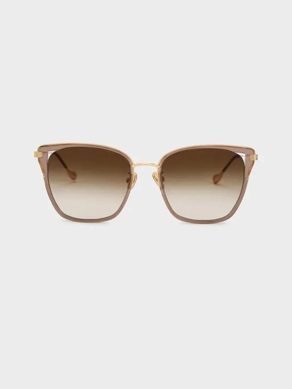 Women Recycled Acetate WireFrame Butterfly Sunglasses 8211 Taupe CHARLES and KEITH Cateye