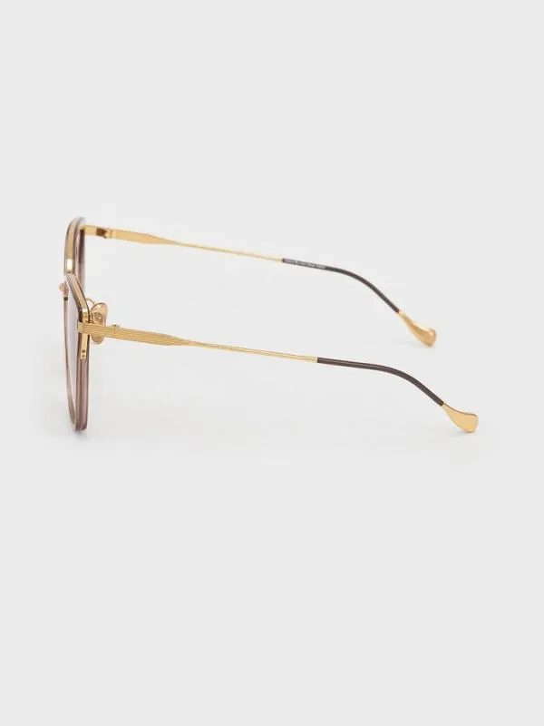 Women Recycled Acetate WireFrame Butterfly Sunglasses 8211 Taupe CHARLES and KEITH Cateye
