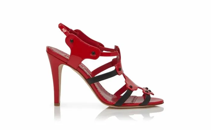 Women Red Patent Leather Strappy Sandals Manolo Blahnik Sandals