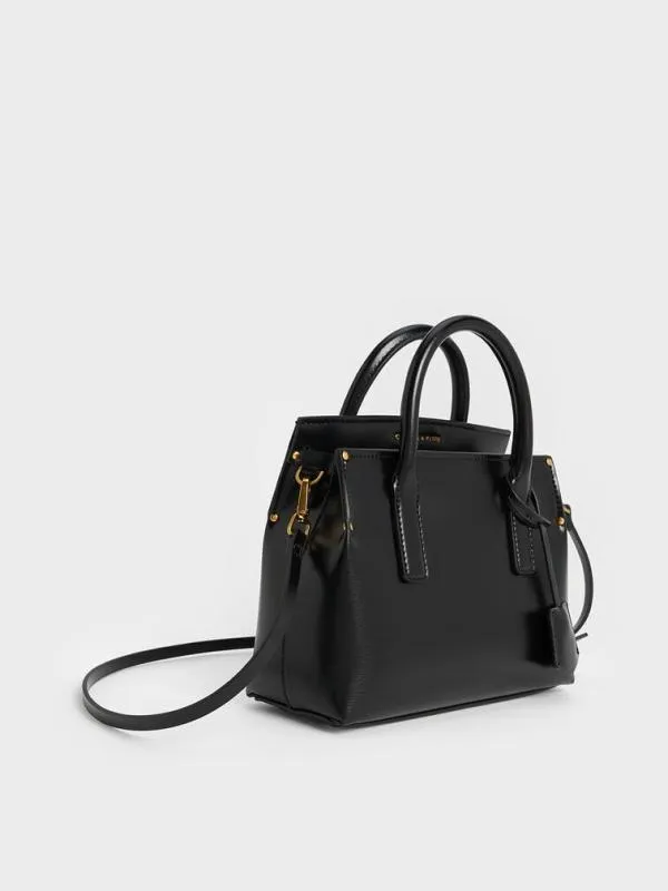 Women Rene Structured Top Handle Bag 8211 Black CHARLES and KEITH Crossbody Bags