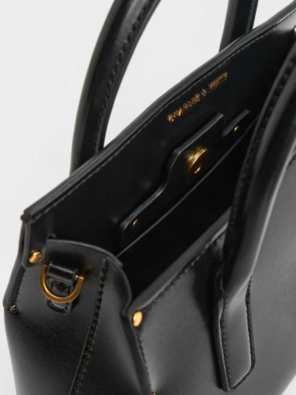 Women Rene Structured Top Handle Bag 8211 Black CHARLES and KEITH Crossbody Bags