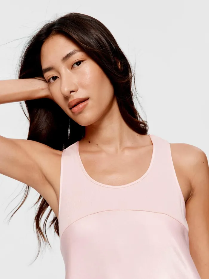 Women Rib Trim Satin Nightie Pink Peter Alexander Nighties