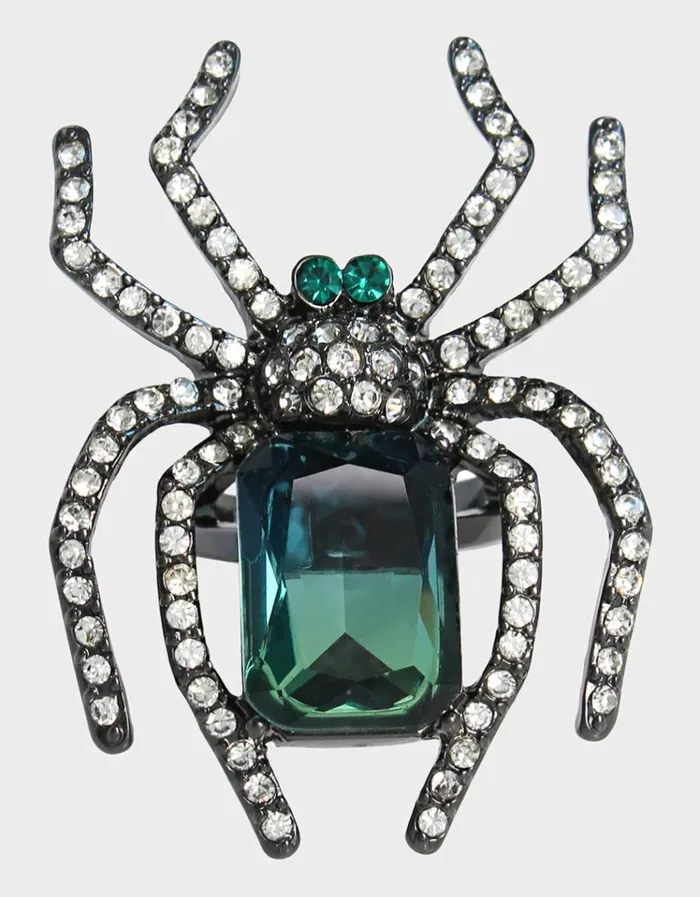 Women RICH WITCH SPIDER RING GREEN Betsey Johnson