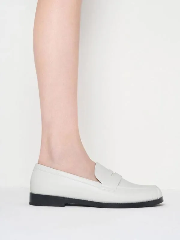 Women Ruched Penny Loafers 8211 White CHARLES and KEITH Flats