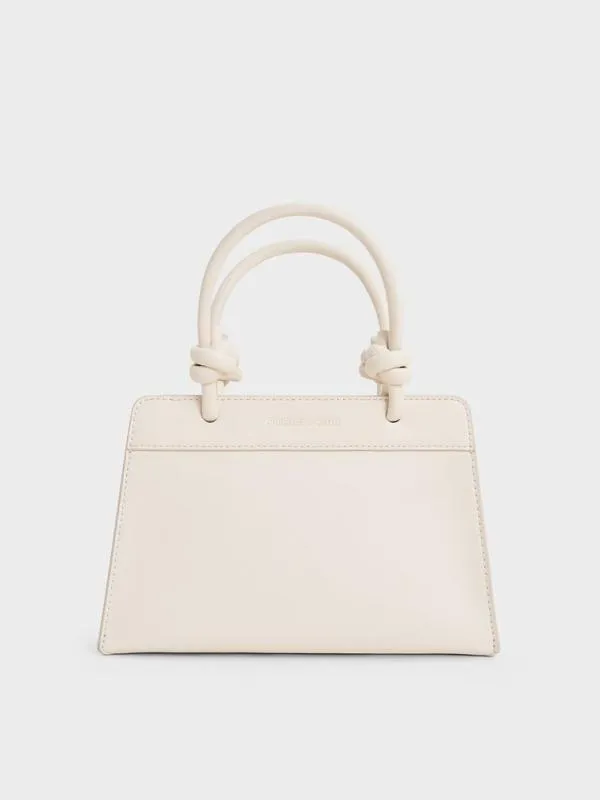 Women Sabine KnottedHandle Trapeze Tote Bag 8211 Cream CHARLES and KEITH Tote Bags Women Sabine KnottedHandle Trapeze Tote Bag 8211 Cream CHARLES and KEITH Tote Bags