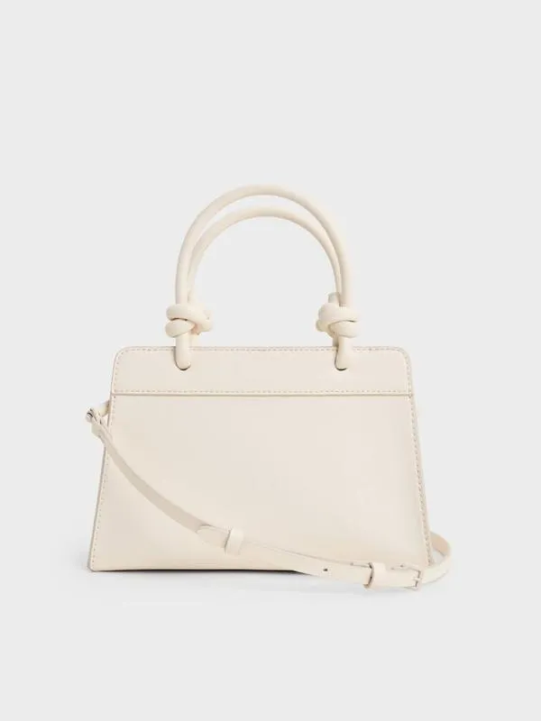 Women Sabine KnottedHandle Trapeze Tote Bag 8211 Cream CHARLES and KEITH Tote Bags