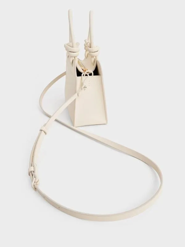 Women Sabine KnottedHandle Trapeze Tote Bag 8211 Cream CHARLES and KEITH Tote Bags