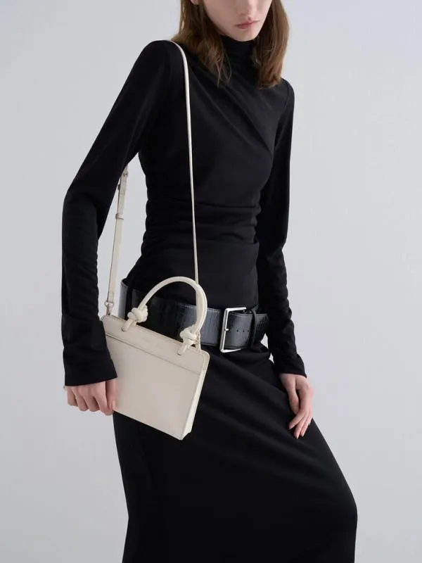 Women Sabine KnottedHandle Trapeze Tote Bag 8211 Cream CHARLES and KEITH Tote Bags
