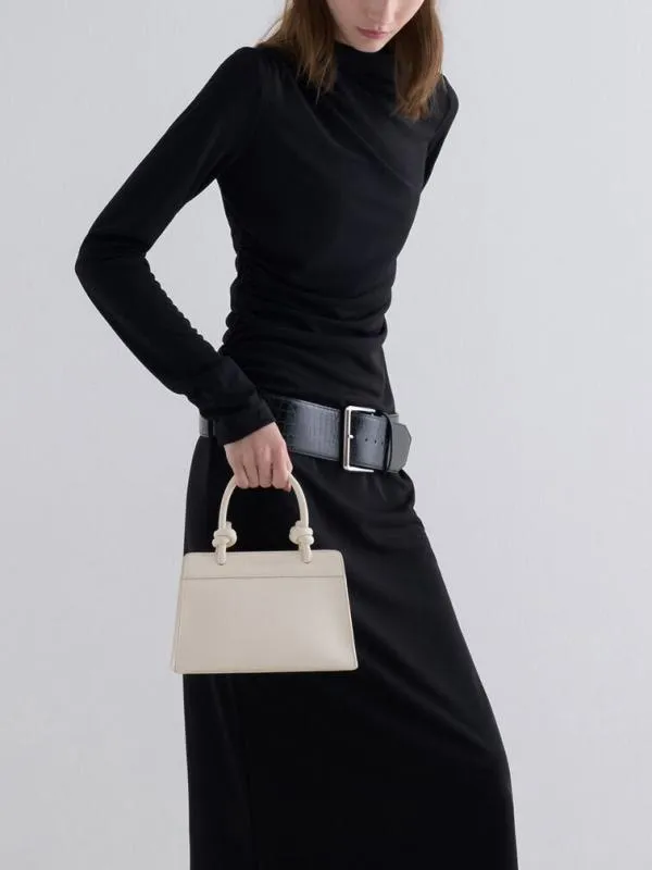 Women Sabine KnottedHandle Trapeze Tote Bag 8211 Cream CHARLES and KEITH Tote Bags
