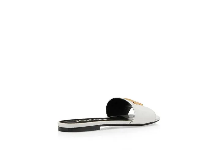 Women Sandals Tom Ford Shiny Stamped Crocodile Leather Tf Slide White Women Sandals Tom Ford Shiny Stamped Crocodile Leather Tf Slide White