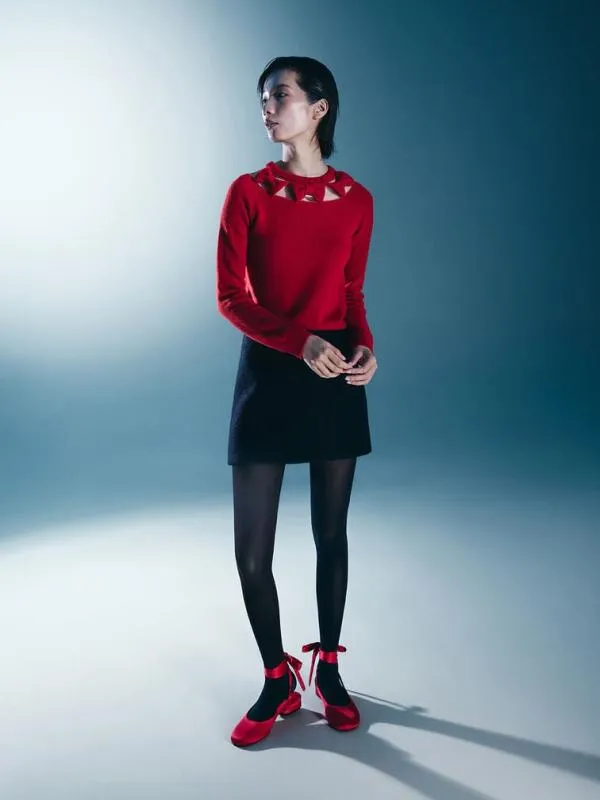 Women Satin TieAround Ballet Flats 8211 Red CHARLES and KEITH Flats