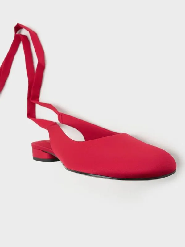 Women Satin TieAround Ballet Flats 8211 Red CHARLES and KEITH Flats