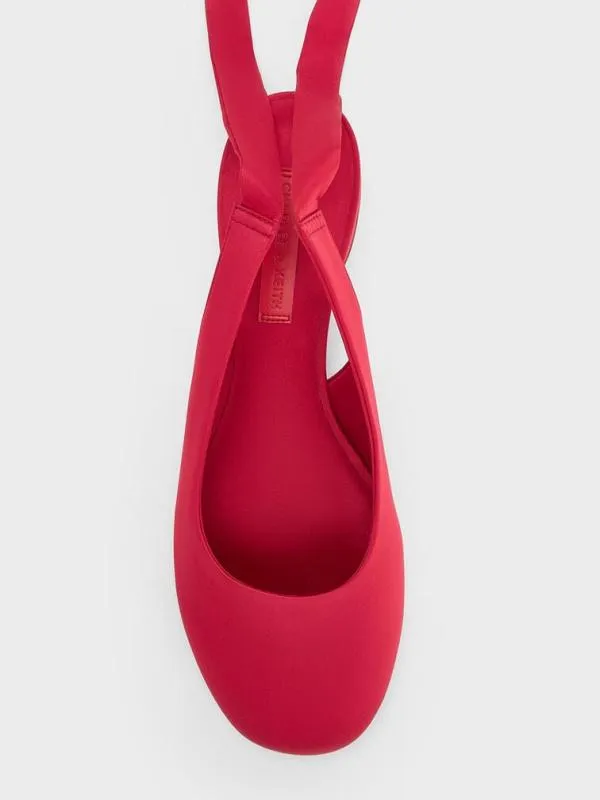 Women Satin TieAround Ballet Flats 8211 Red CHARLES and KEITH Flats