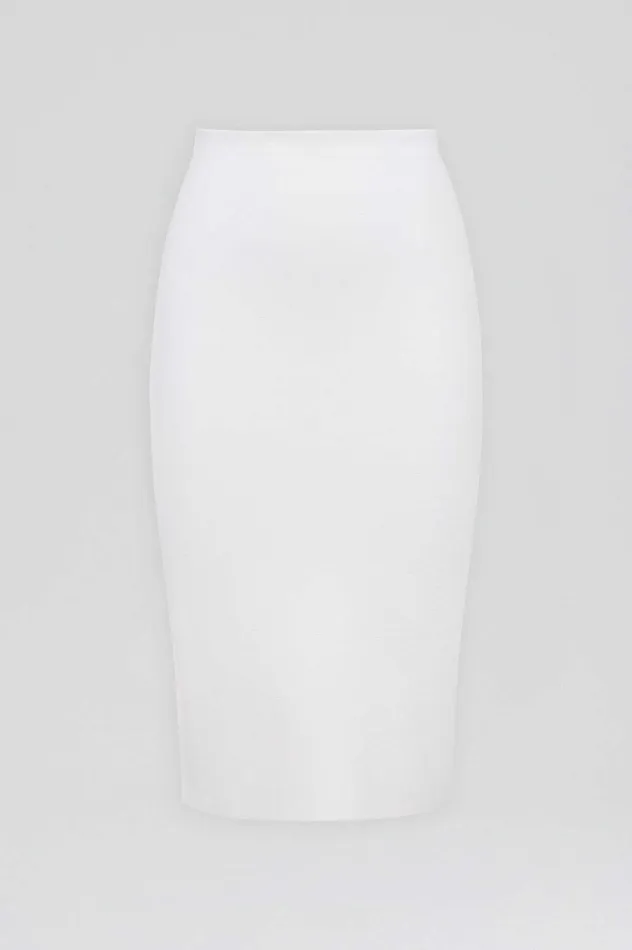 Women Scanlan Theodore CREPE KNIT PENCIL SKIRT CREAM Knitwear