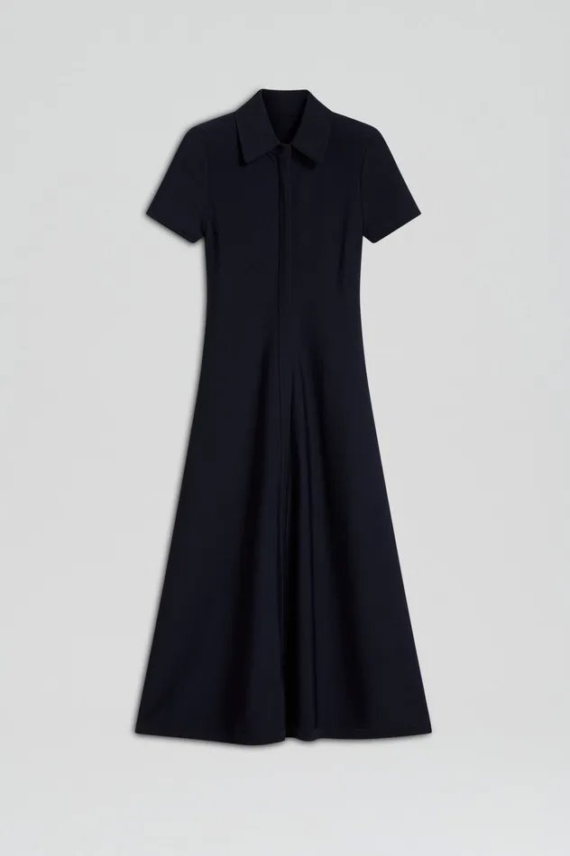 Women Scanlan Theodore CREPE KNIT ZIP SHIRT DRESS NAVY Dresses