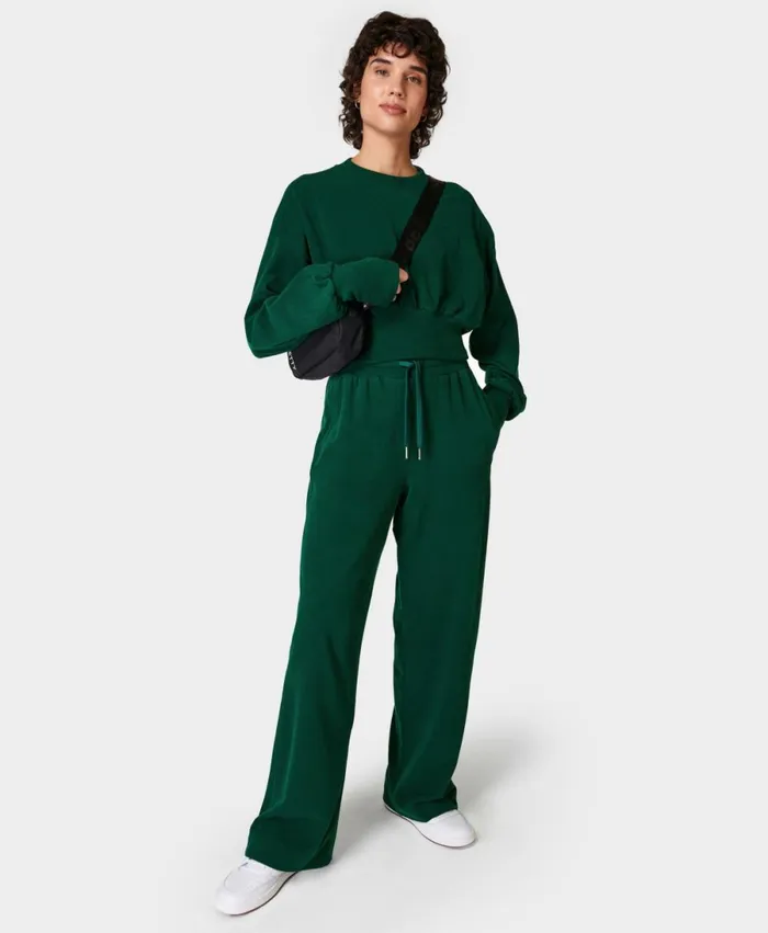 Women Serene Luxe Fleece Pants Retro Green Sweaty Betty Trousers