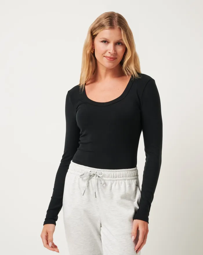 Women Shirts and Tops TravisMathew CLOUD RIB LONG SLEEVE TOP Black